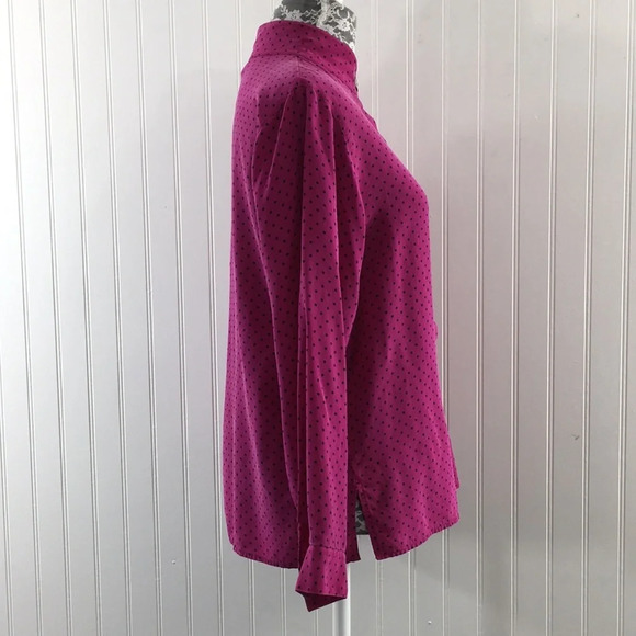 Ann Taylor Vintage Pink Polka‎ Dot Button Silk Top - Picture 2 of 9